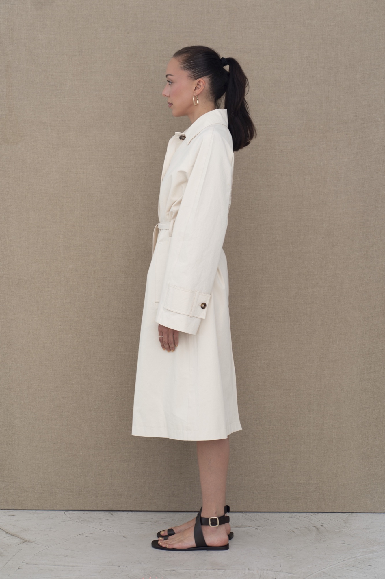 embroidered trench coat — Beige