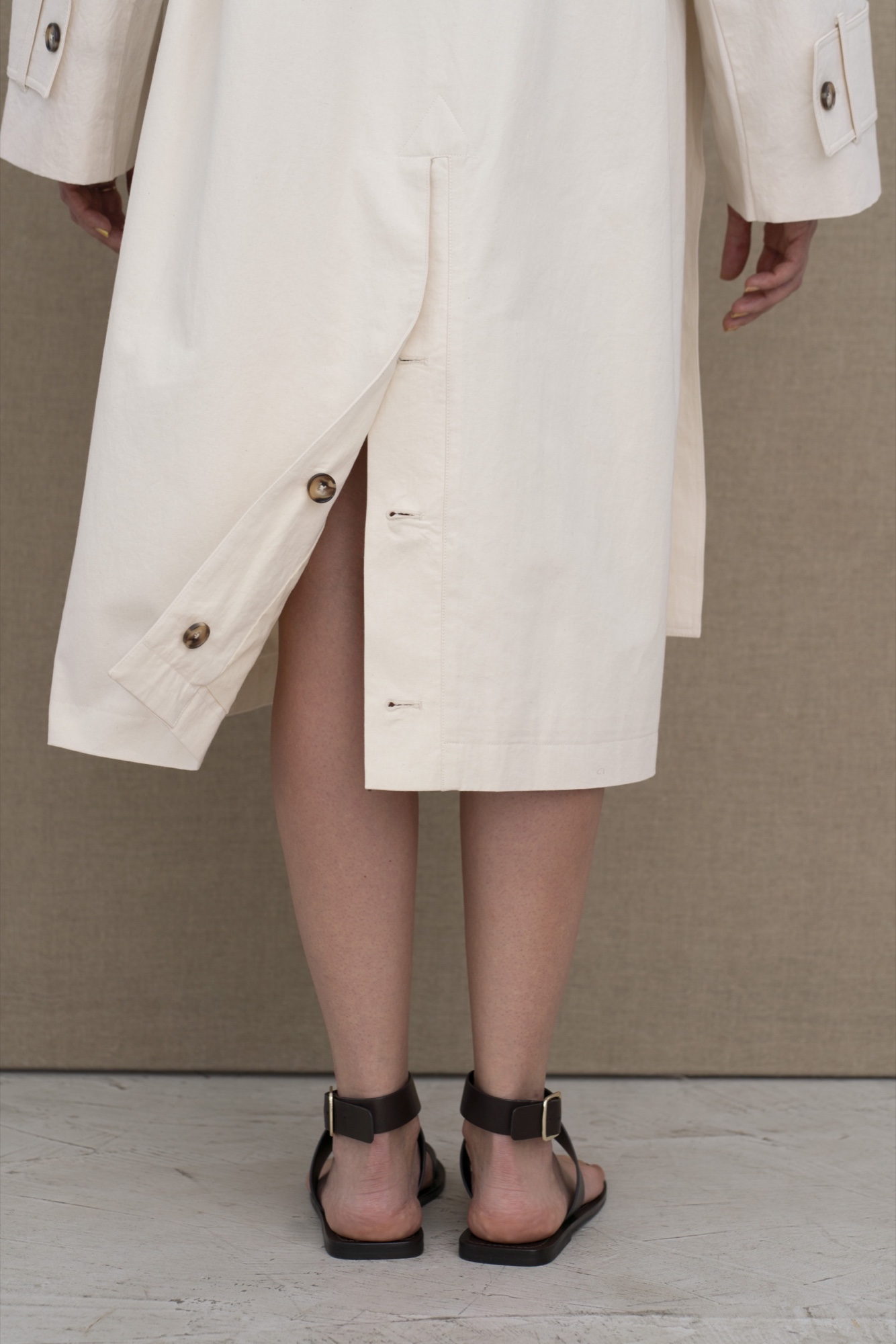 embroidered trench coat — Beige