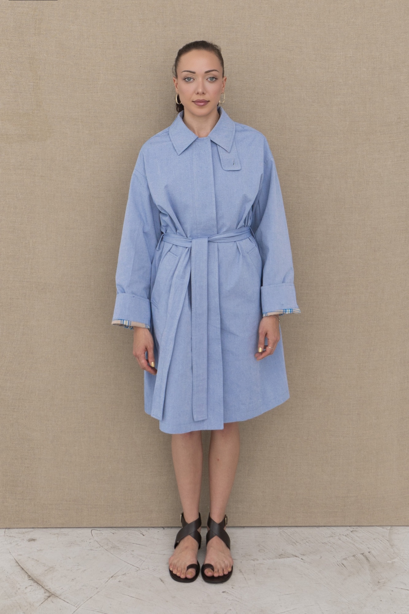 sky trench coat — Blue
