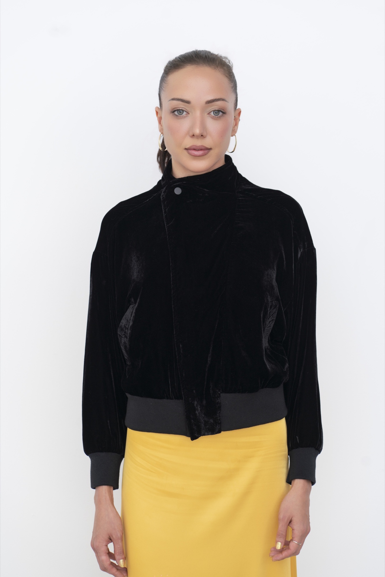 Silk-blend velvet bomber jacket — Black
