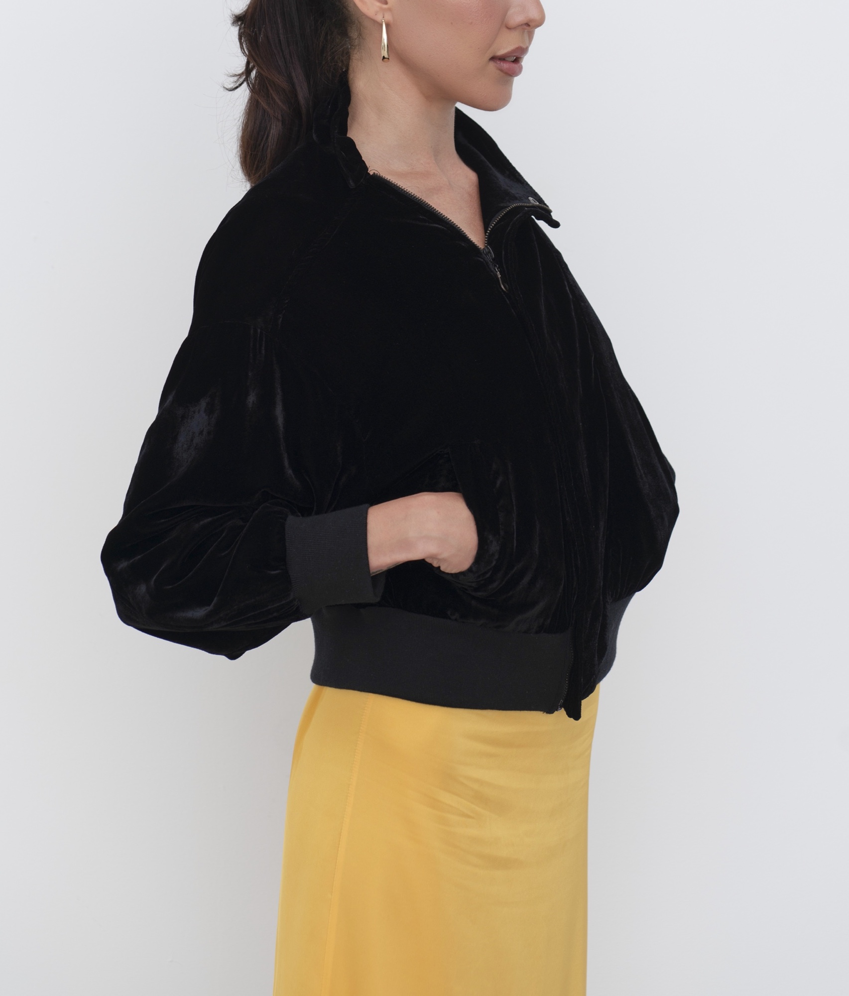 Silk-blend velvet bomber jacket — Black