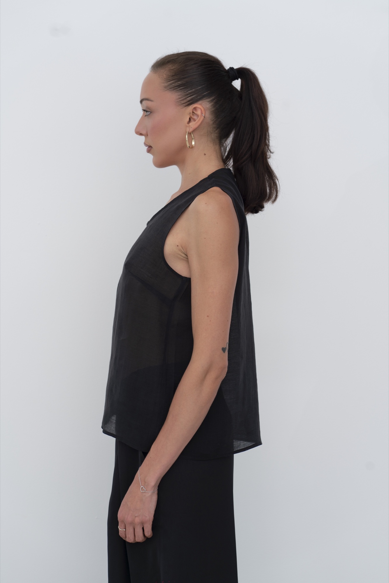 Semi sheer Tank Top — Black