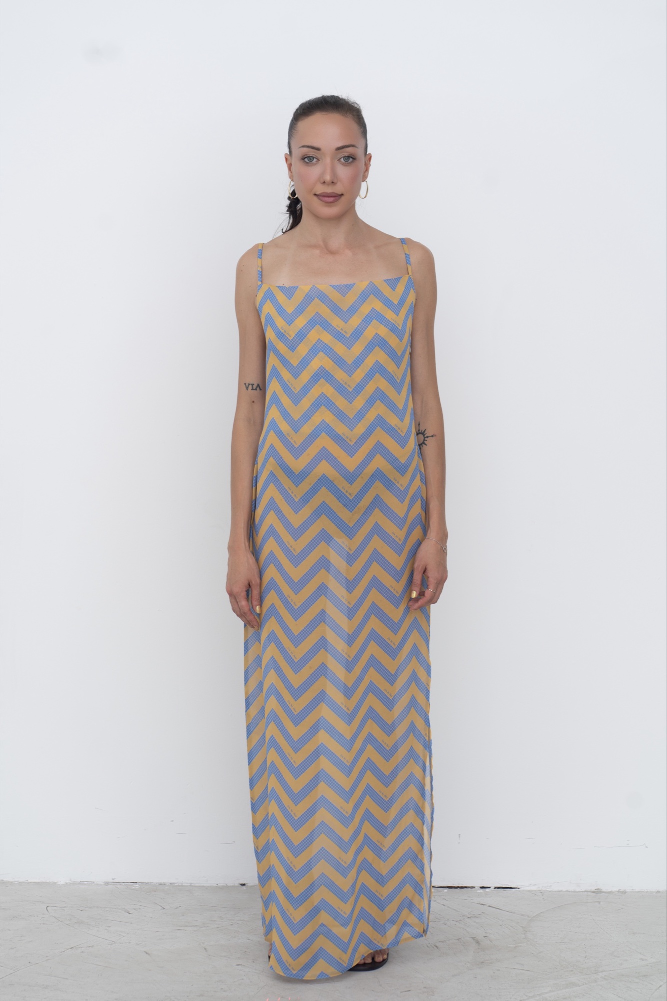 sunset viscose dress — Blue/Orange AOP