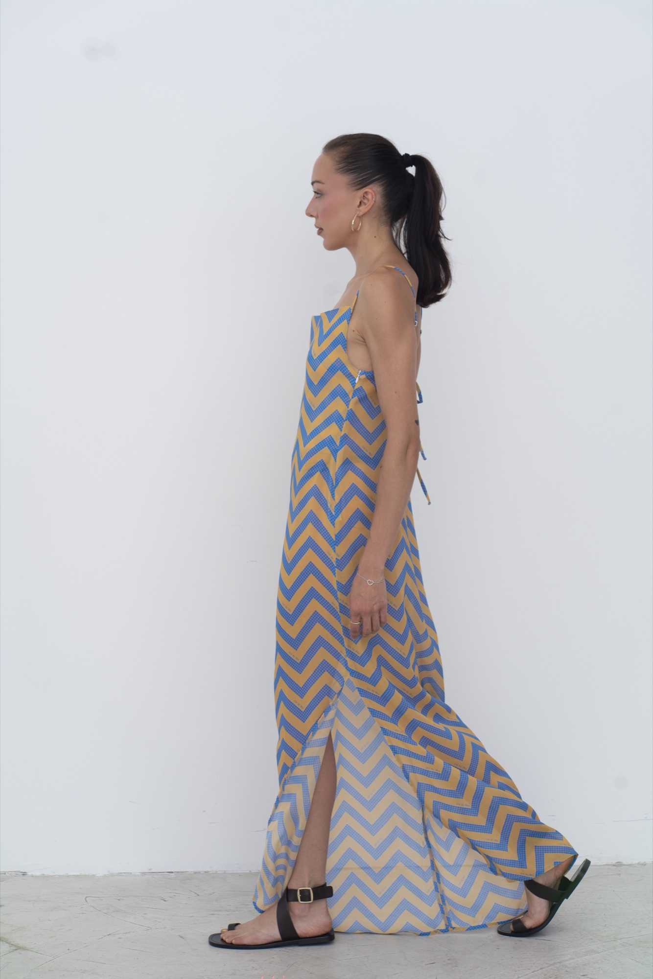 sunset viscose dress — Blue/Orange AOP