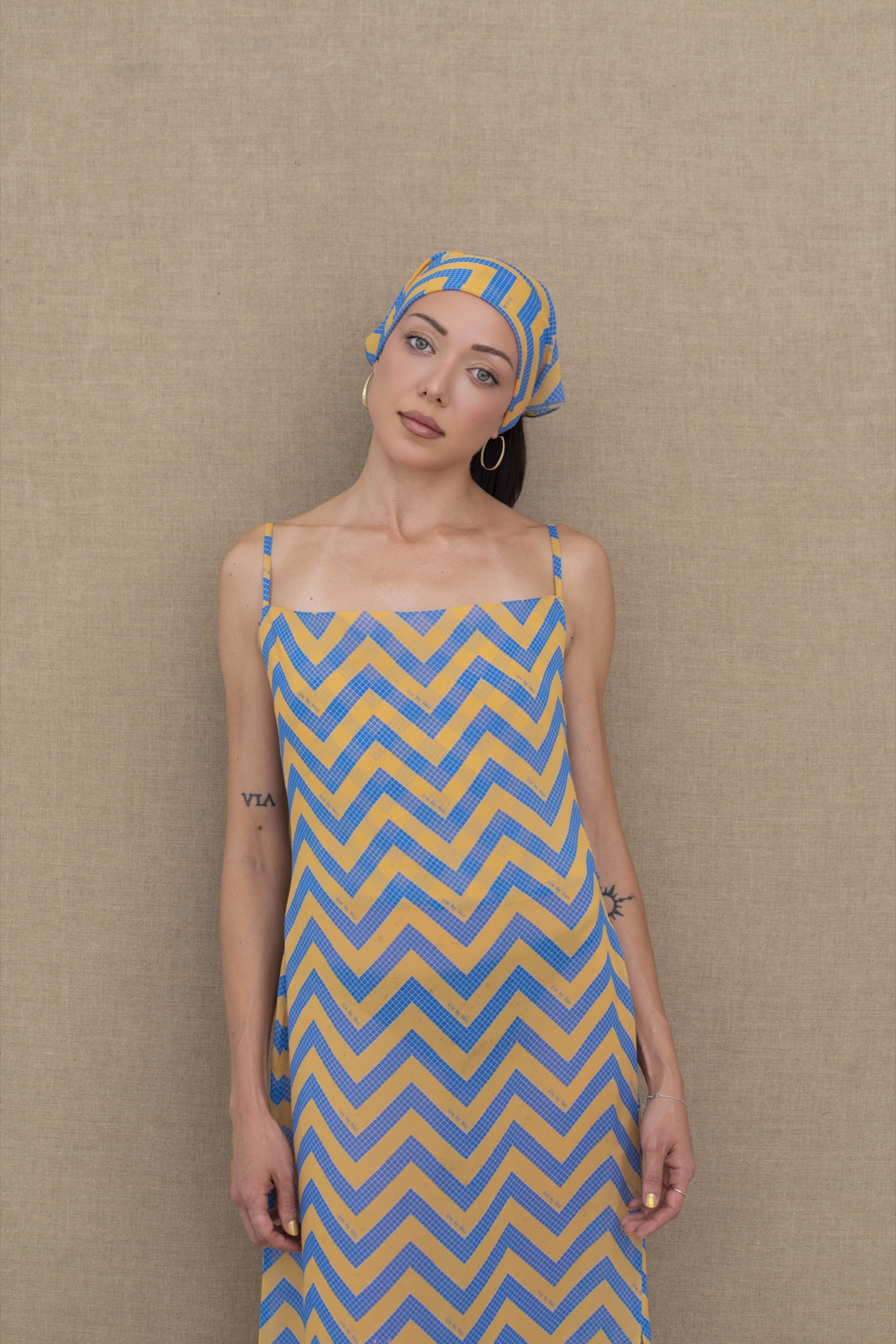 sunset scarf — Blue/Orange AOP