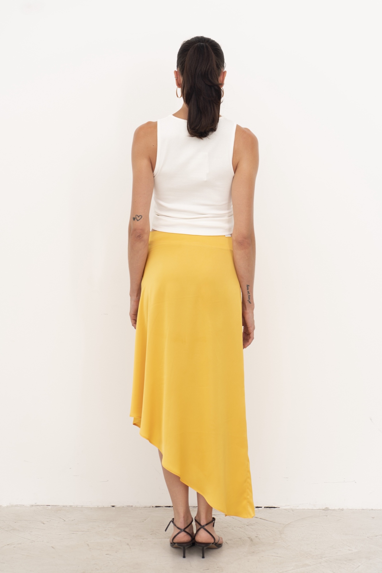 Asymmetric Silk-blend Skirt — Orange