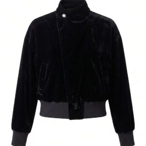 Silk-blend velvet bomber jacket